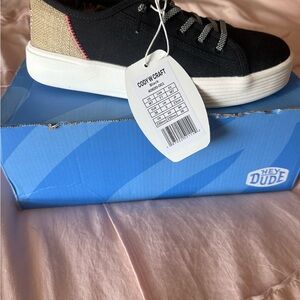 Hey Dude Black and Tan Sneakers